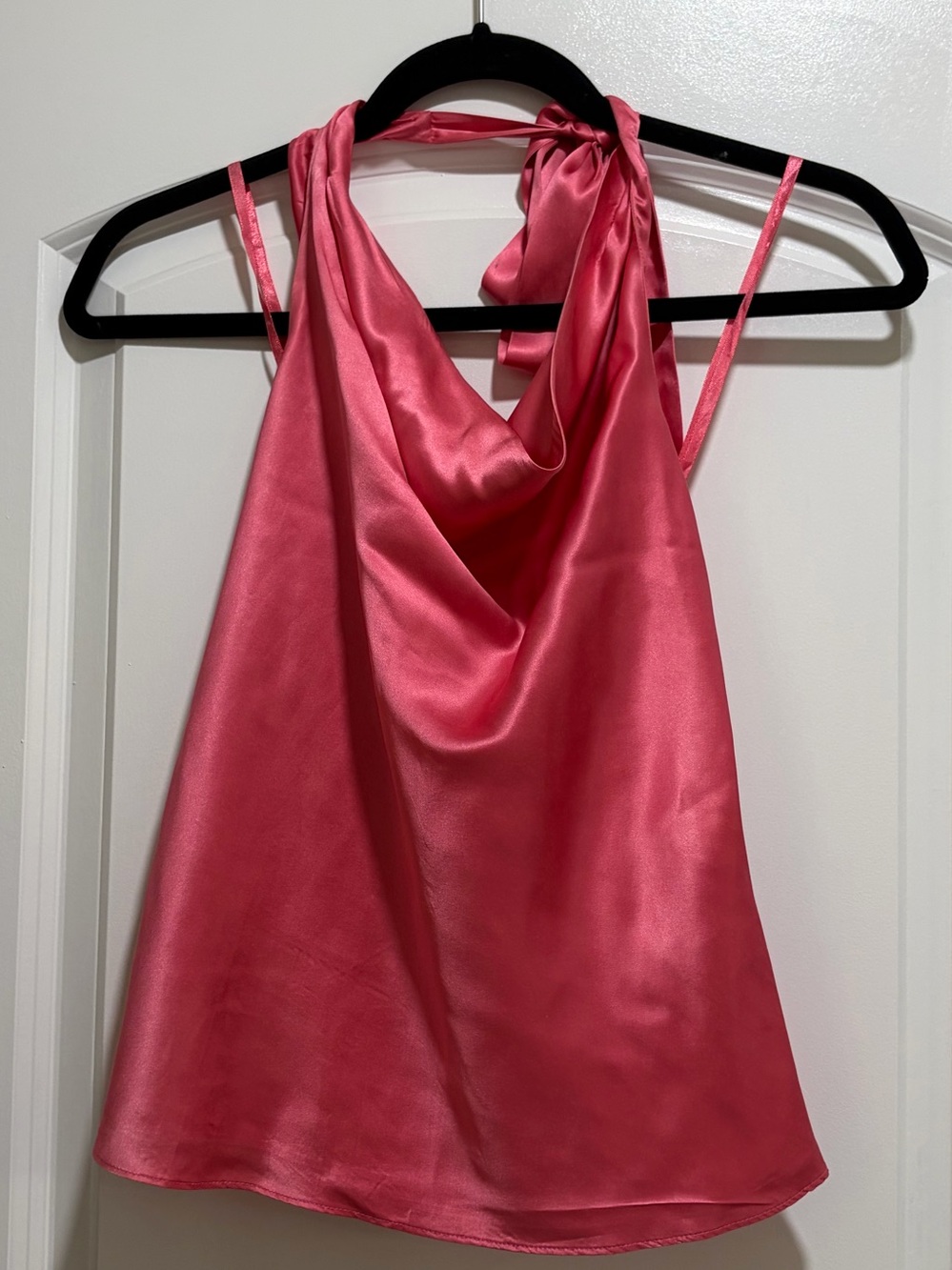 Banana Republic 100% Satin Silk Coral Pink Halter Backless Blouse.